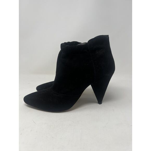 LOEFFLER RANDALL Women 8.5 Simone Suede Gathered Ankle‎ Bootie Black EUC - Picture 1 of 10